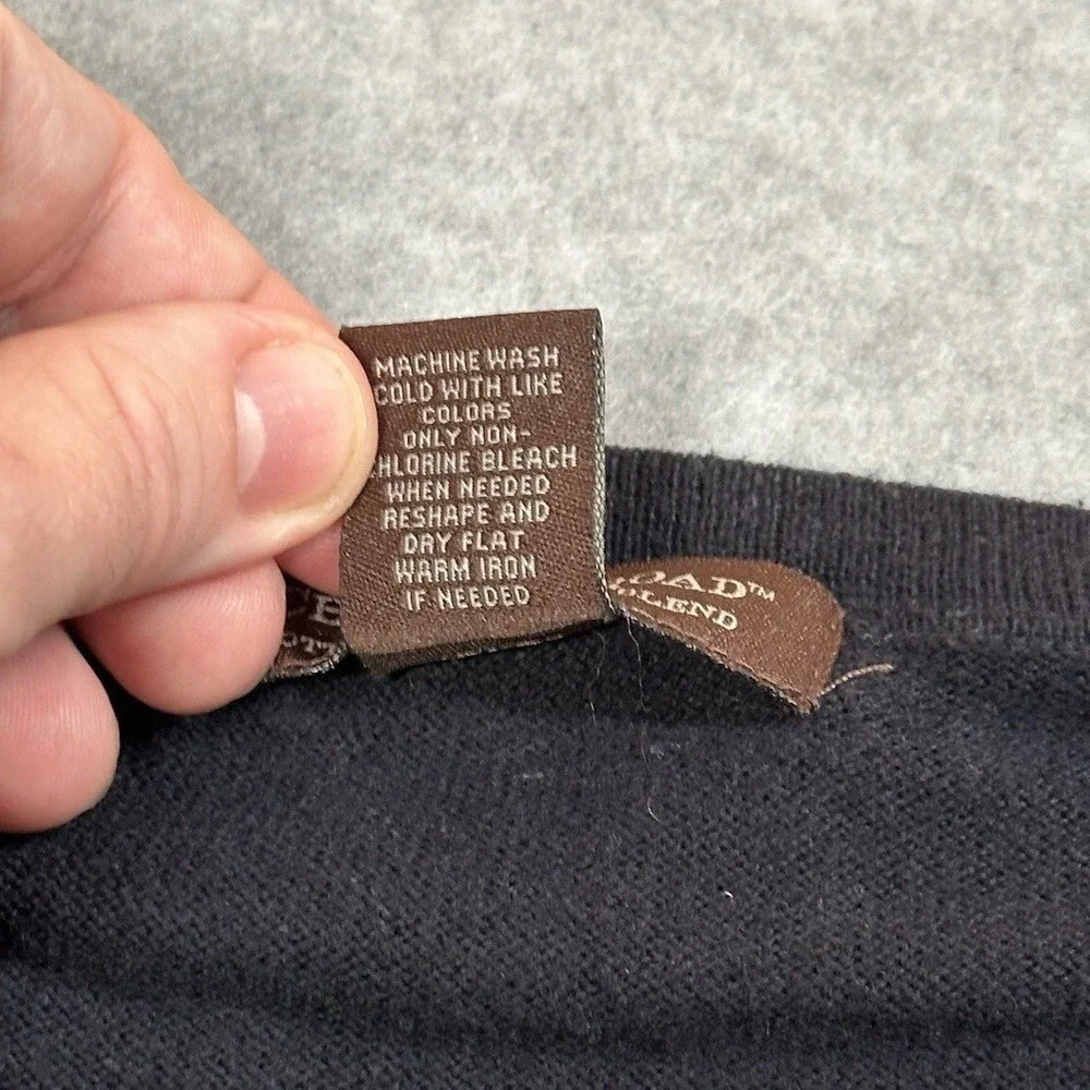 Chatham Road Cotton‎ Cashmere Blend V Neck Sweater Mens L Navy Soft Knit